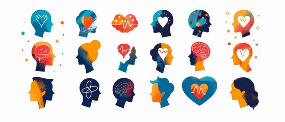 Colorful Silhouettes of Emotions and Well-being Concepts