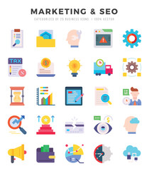Marketing & Seo icons set. Collection of simple Flat web icons.