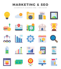 Marketing & Seo web icons in Flat style.