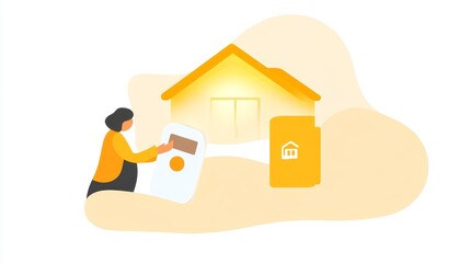 A woman engaging in home renovation with tools, symbolizing creativity and transformation in home design.