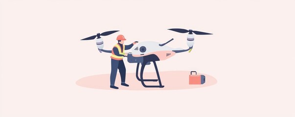 A technician inspecting a drone in a modern setting, showcasing the advancement of technology and aviation.