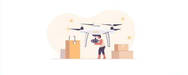 A person using a drone for delivery, showcasing modern technology in logistics and e-commerce.