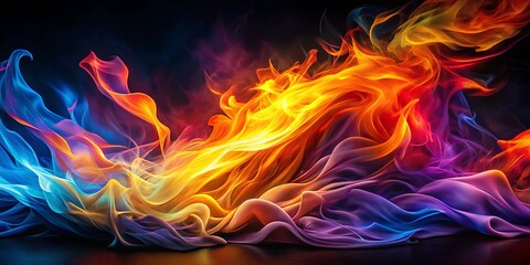 Fototapeta premium Surreal Fire Dance: Smooth Flowing Flames in Motion, Captivating Heat and Beauty, Abstract Art, Dreamlike Atmosphere, Dynamic Energy, Ethereal Visuals, Surrealism, Vivid Colors, Motion Blur