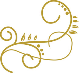 Golden Swirl Floral Line Art Ornament