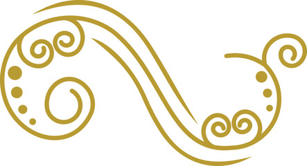 Golden Swirl Floral Line Art Ornament