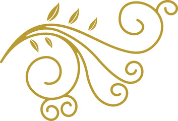 Golden Swirl Floral Line Art Ornament