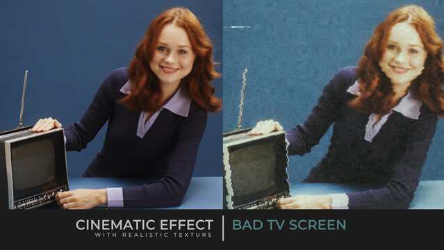 Bad TV Screen Cinematic Effect with Realistic Texture