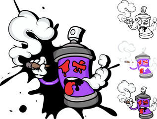 Cartoon graffiti spray paint illustration design