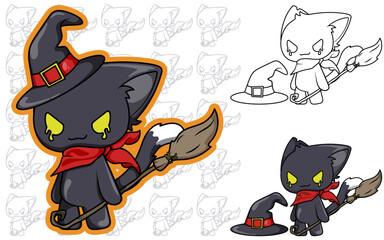 Cartoon witch cat illustration design