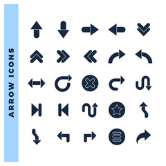 25 Arrow Glyph icon pack. vector illustration.