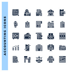25 Accounting Glyph icons pack. vector illustration.