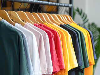 Fototapeta premium A rack of shirts with a variety of colors and styles