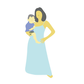 recommend clip art: Mother holding child on hip illustration vector isolated on white background