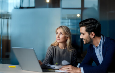 Obraz premium A woman with long blonde hair, wearing a grey sweater, looks up and to the right.
