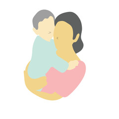 mother embraces her son with love and care illustration vector isolated on white background