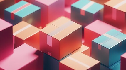 Obraz premium optimizing delivery boxes packed and loaded