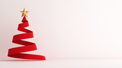 A red Christmas tree with a gold star on top