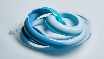 Fototapeta premium Close up view of blue and light blue paint splashes in water, isolated on white