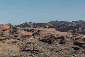 landscape in the Namib desert far South in Namibia