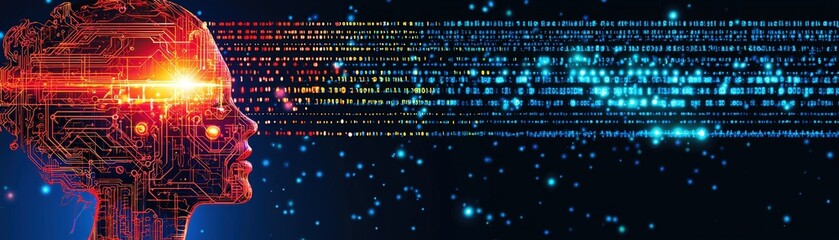 Futuristic 3D Illustration of an AI Head Silhouette