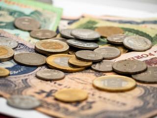 Old coins and banknotes