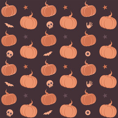 Halloween cartoon seamless pattern. Pumpkin vector illustration.	

