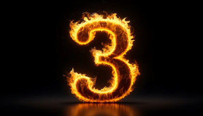 火炎エフェクトと数字の3テキスト背景壁紙