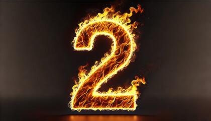 火炎エフェクトと数字の2テキスト背景壁紙