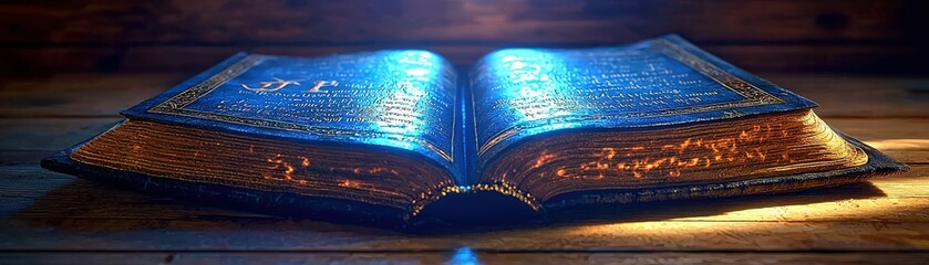 Ancient Magi Book on Dark Wooden Table