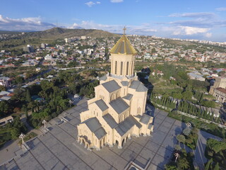 Holy Trinity Cathedral of Tbilisi. Photo from drone.