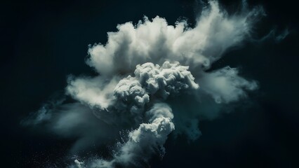 Fototapeta premium Abstract design of white powder cloud against dark background