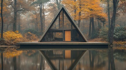 Fototapeta premium Symmetrical Frame Design in Autumn Landscape