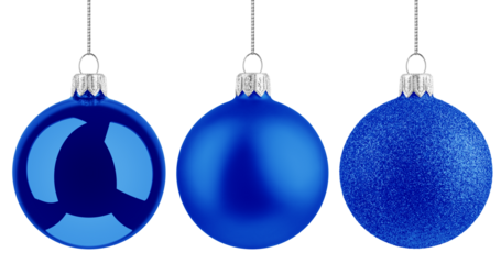 Christmas Ball, blue bauble, isolated on white background, full depth of field