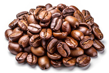 Fototapeta premium Pile of Roasted coffee beans isolated on white background