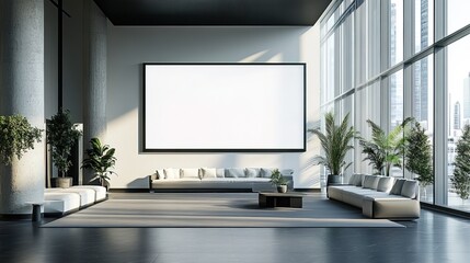 Fototapeta premium sleek digital billboard in modern office lobby