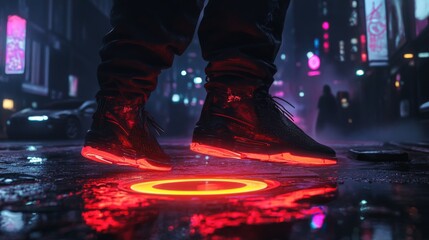 Futuristic Cyberpunk Street Scene Art in Digital Style