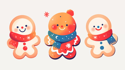 Fototapeta premium Hand drawn cartoon cute gingerbread man illustration 