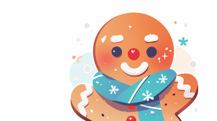Naklejka premium Hand drawn cartoon cute gingerbread man illustration 