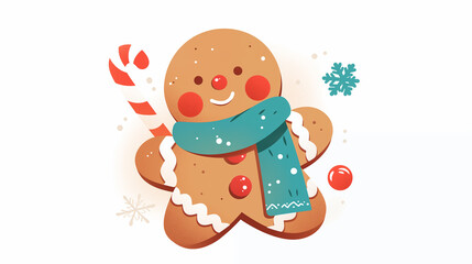 Naklejka premium Hand drawn cartoon cute gingerbread man illustration 
