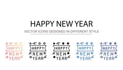 Happy New Year icon design with white background stock illustration
