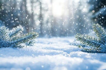 Winter season background with white snow