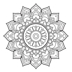 Mandala flowers with ornament style coloring page