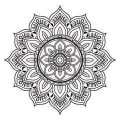 Mandala flowers with ornament style coloring page