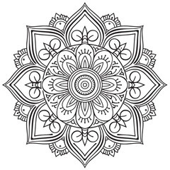 Mandala flowers with ornament style coloring page