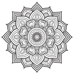 Mandala flowers with ornament style coloring page
