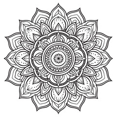 Mandala flowers with ornament style coloring page