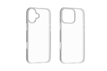 Set Transparent silicone case for latest model phone on isolated and white background close up