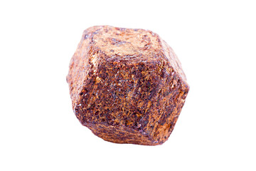 Garnet mineral stone on a white background close up.