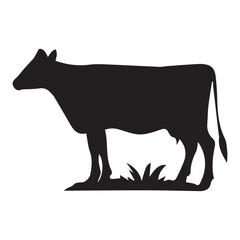 Black and White Cow Silhouette, ai generated