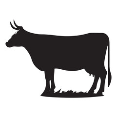 Black and White Cow Silhouette, ai generated